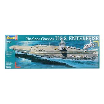 Revell U.S.S. Enterprise skulle översättas till svenska som "Revell U.S.S. Enterprise". Eftersom USS Enterprise är namnet på det amerikanska örlogsfartyget och Revell är namnet på modellföretaget, behålls dessa namn ofta oförändrade på svenska.