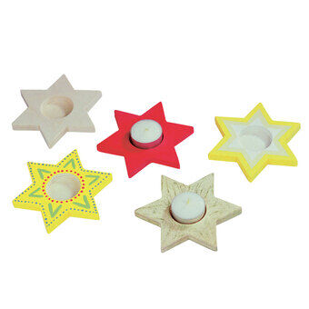Färglägg din egen tealight-hållare i form av en stjärna.