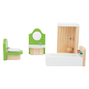 Lille fot - dockskåpsmöbler i trä badrum, 4 st.
