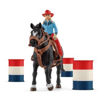 Schleich Farm World barrel racing med cowgirl 42576