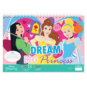 Disney prinsessa målarbok med stencil och klistermärken ark