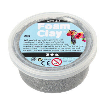 Foam Clay - Metalliskt silver, 35gr.
