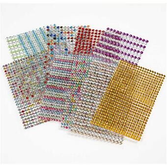 Limma strassstenar i olika färger, 10 ark