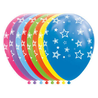 Ballonger Stjärnor Blandade Färger 30cm, 8 stycken.