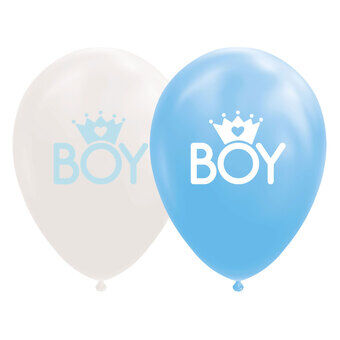 Ballonger Son Baby Blue/Vit 30cm, 8 stycken.