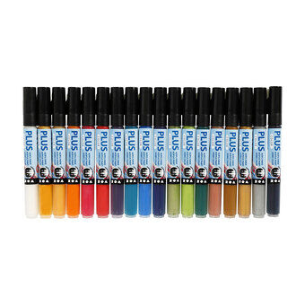 Plus Color akrylpennor akrylfärgsmärkningspenna, 18 stycken.
