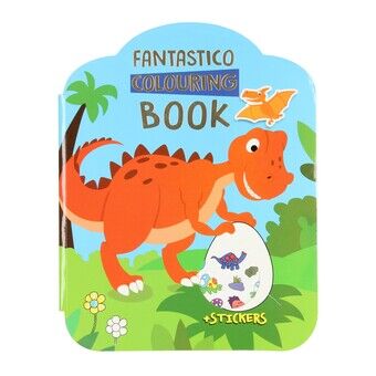 Fantastico målarbok och klistermärken - dinosaurie