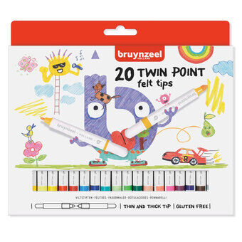 Bruynzeel Kids Twin Point Filtpennor, 20 stycken.