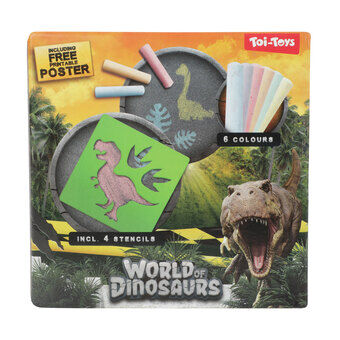 Värld av dinosaurier Trottoarchalk Dino med mallar, 10 st.