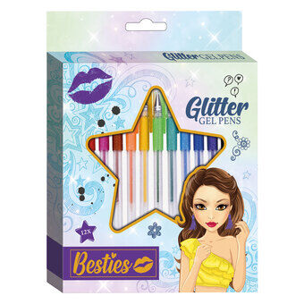 Besties glitter gel pennor, 12 st.