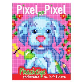 Pixel målarbok liten hund