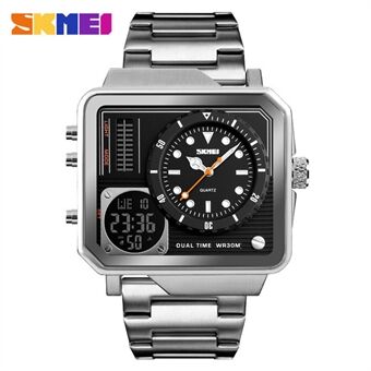 SKMEI Dual Display Herr Sportklocka Stor Urtavla Stoppur Alarm Digital Watch - Silver