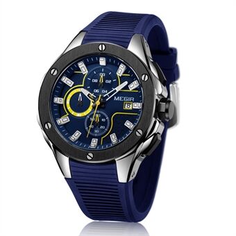 MEGIR Vattentät Herr Quartz Wrist Chronograph Watch Silikonband