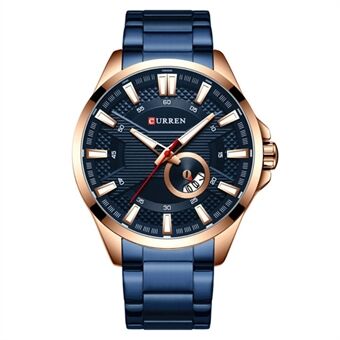 CURREN M8372 Waterproof Men Quartz Watch Stainless Steel Strap Multi-function Luminous Wristwatch