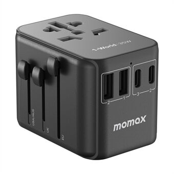 MOMAX 1-World 35W Universal PD Snabbladdningsströmadapter Global Travel 5 portar + AC-uttagskonverterare