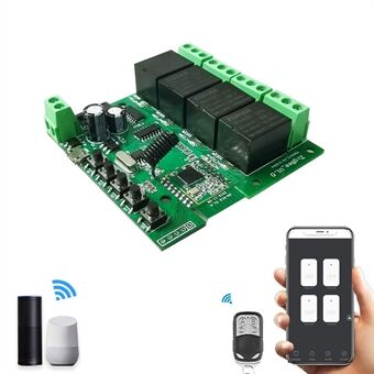 ZB- DIY-S04 Smart WiFi Switch Trådlös Relä Modul Inching Självlåsande 4 Gang eWelink APP Fjärrkontroll