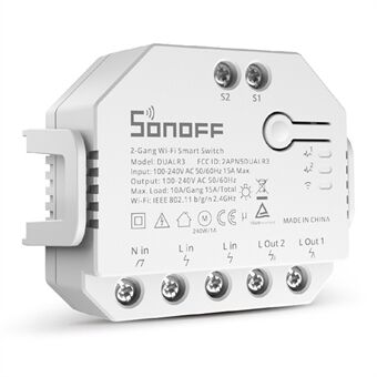 SONOFF DUALR3 2 Gang WiFi Smart Light Switch 2 Way DIY Breaker Modul Fjärrkontroll med Power Meter