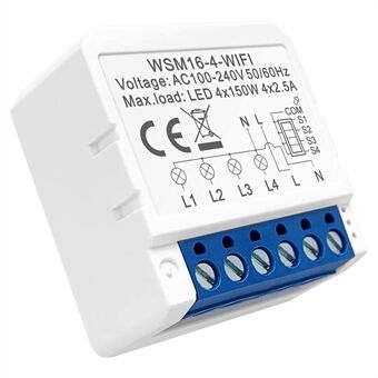 AVTTO WSM16 4-Gang Smart WiFi Switch APP Röststyrning Dual Way Controller DIY Light Switch Module