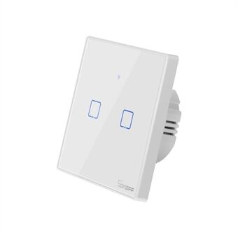 SONOFF T2EU2C-TX 86 WiFi Smart Switch APP RF433 Fjärrkontroll för Alexa Google Home EU Plug - 2 Gang