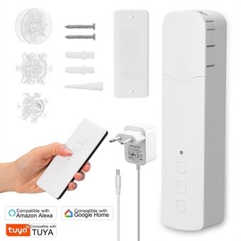 Tuya WiFi M515EGWT Smart Gardinmotor Mobil APP Kontroll Fjärrkontroll Röststyrning Elektrisk gardinspår Dragpärla Gardinöppnare Kompatibel med Alexa Google Home - EU-kontakt
