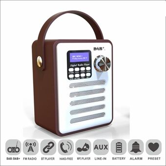 Bärbar DAB-H6 Trä DAB Digital Radiospelare Bluetooth MP3-spelare Stöd TF-kort och Flash Disk
