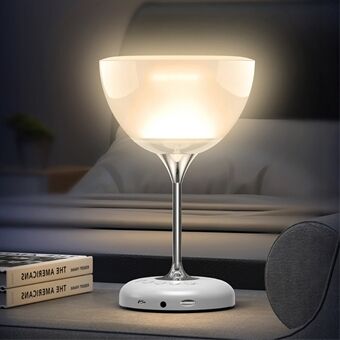JY-35 Creative Wine Glass Shape Rechargeable TWS  Bluetooth 5.0 Stereo Speaker FM TF Music Player with Colorful Night Light - White