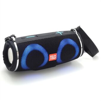 T&G TG642 RGB Light Bluetooth Speaker High Power Waterproof Wireless Speaker Support FM/TF Portable Subwoofer Speaker with Shoulder Strap for Laptops (CE)