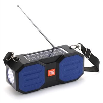 T&G TG634 Solar Uppladdningsbar Bluetooth-högtalare Outdoor trådlös FM-radio Stereo Subwoofer med LED-ficklampa