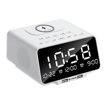 K9 Multifunktionell trådlös Bluetooth-högtalare med väckarklocka, trådlös laddare för mobiltelefon