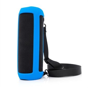 For JBL Flip 5 Bluetooth Speaker Protective Case Anti-drop Silicone Cover with Shoulder Strap and Carabiner