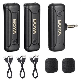 BOYA BY-WM3T2-M2 Portable Lavalier Microphone 2 Transmitter + Receiver Noise Reduction Mini Wireless Mic with 3.5mm Plug