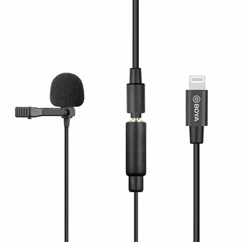 BOYA BY-M2 Lavalier Microphone Omnidirectional Condenser Mic with 3.5mm TRS Cable Detachable Single Head for iOS Smartphone