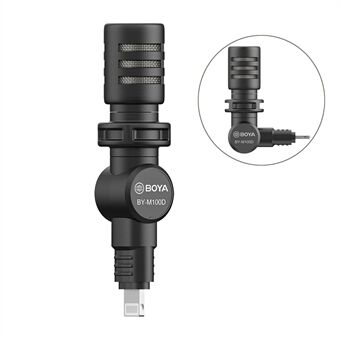 BOYA BY-M100D Plug-in Miniature Microphone MFI Certificated Lightning Connector for iPhone iPad Smartphone