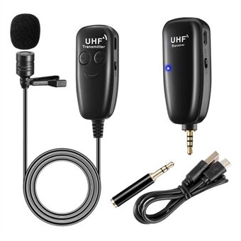 U12G UHF Trådlös Lavalier-mikrofon Vändbar 50m HD-ljudintervju Röstinspelningsmikrofon med transceiver