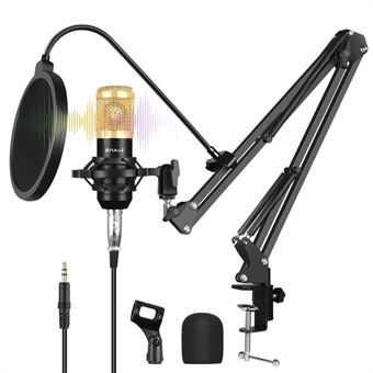 PULUZ Podcast Microphone USB Sound Card Kit Professional Studio Live Sound Mixer with Long Arm for Streaming/Gaming/Recording/Singing/Tiktok/YouTube/PC/Computer