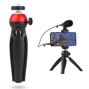 ADAI VK-01 Microphone with Handheld Tripod Phone Clamp Set for 3.5mm Audio Equipment