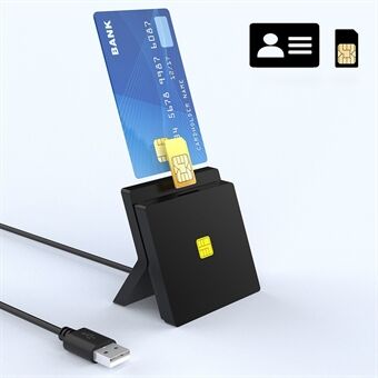 ROCKETEK CR319 USB 2.0 SIM - Smart Bank Card CAC ID SIM -kortläsare Adapter för Windows Mac PC