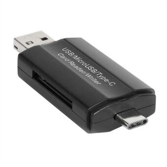 DM-HC45 3-i-1 USB / Micro USB / Type-C TF minneskortläsare Dataöverföringsadapter OTG Hub för telefon Tablet Computer
