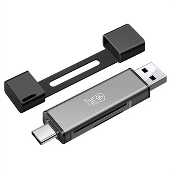 KAWAU C350TDUO USB3.0+Typ-C-kortläsare Bärbar mobiltelefon OTG-kortläsare Support SD / TF-kortläsning