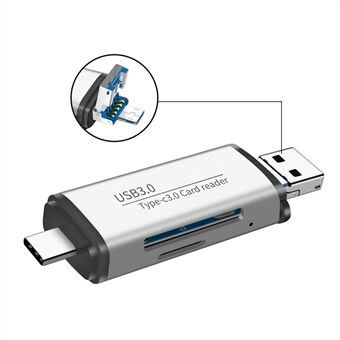 3 i 1 USB 3.0 / Type-C / Micro USB TF minneskortläsare OTG Adapter för Smartphone bärbar dator