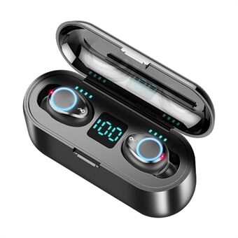 F9 TWS Bluetooth 5.0 Hörlurar Trådlösa Hörlurar HiFi Stereo hörlurar med LED Digital Display