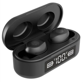 F96 trådlösa hörlurar Bluetooth svettsäkra hörlurar med LED-display laddningsfodral