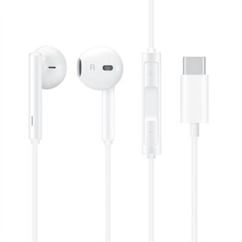 Type-C HiFi Stereo Musik Headset In-ear Trådbunden mobiltelefon hörlurar med Wire Control Mic