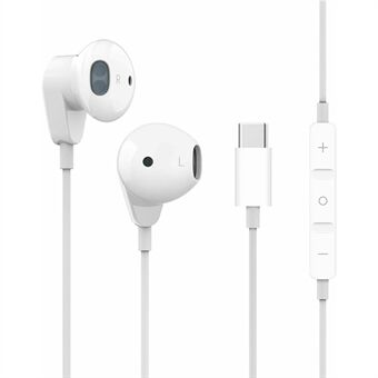 Trådbundna hörlurar Typ-C-kontakt HIFI Stereo Half In-ear-hörlurar för Xiaomi Huawei, etc.