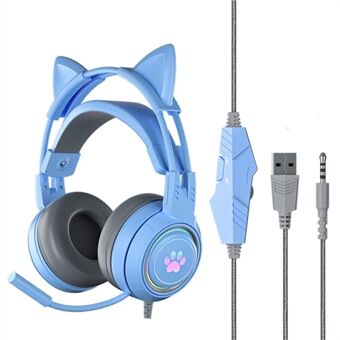 SY-G25 RGB Light Wired Headset Cat Ear-dekorerade hörlurar med brusreducerande mikrofon 3,5 mm spelhörlurar för e-sport