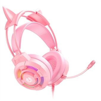 BATXELLENT H81 RGB-belysning Trådbundna hörlurar Gaming Headset med brusreducerande mikrofon, Cat Ears Design