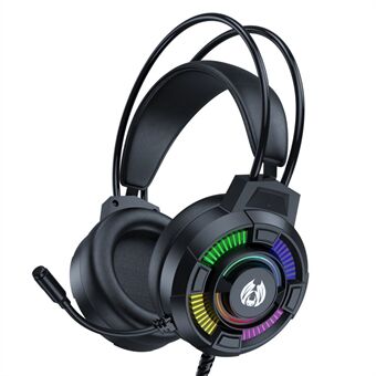 BATXELLENT H81 RGB trådbundna headset Justerbara spelhörlurar brusreducerande hörlurar med mikrofon för PC, bärbara datorer, mobiltelefoner