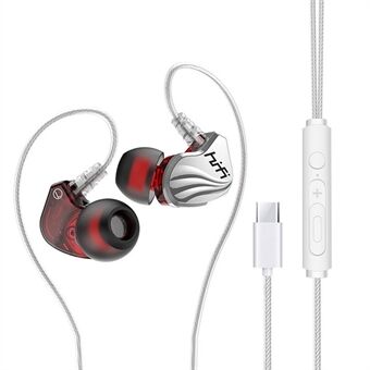 T2000 Music Gaming Headset Vattentätt Type-C trådbundna in-ear hörlurar med mikrofon