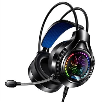YINDAIO Q7 40 mm högtalarenhet Färgglad andningsljus över örat trådbundna spelhörlurar med rundstrålande mikrofon - USB + 3,5 mm mikrofon/headset integrerat gränssnitt