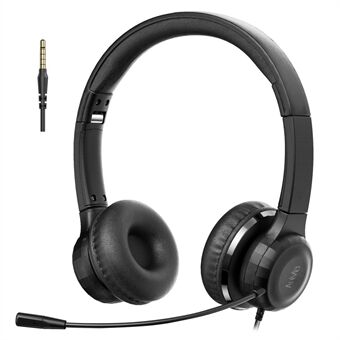 ANIVIA A7 trådbundet headset med brusreducerande mikrofon Vikbart roterande hörlurar integrerat headset för spel/konversation